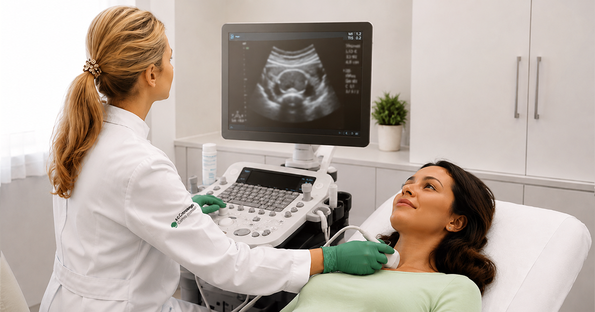 Exame de ultrassom na tireoide