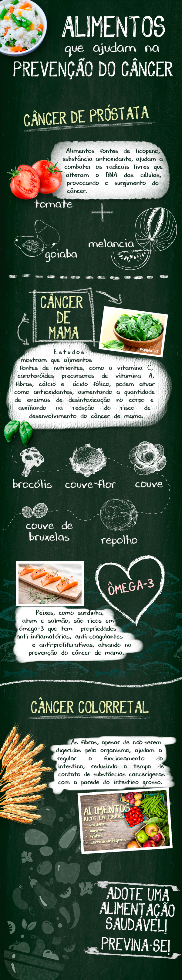 infográfico alimentos Prevenção para o câncer