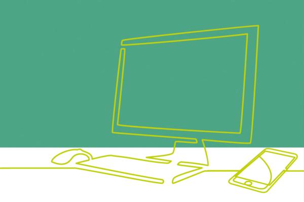 Ilustração de um computador e um smartphone