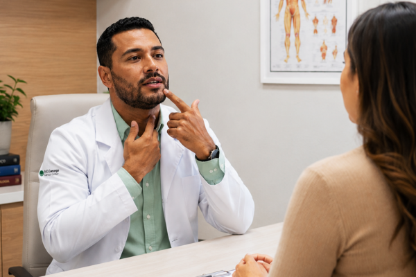Consulta médica cabeça e pescoço