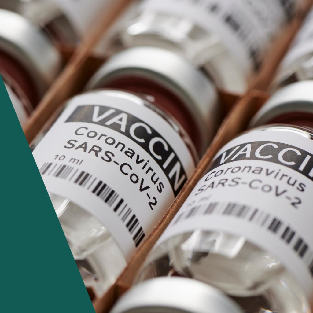 Ampolas de vidro com a vacina para Covid-19
