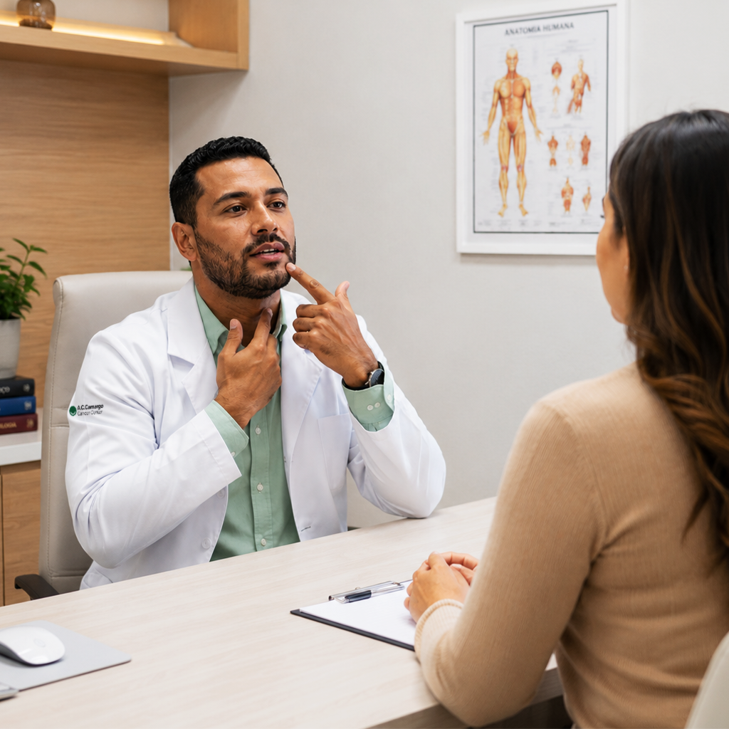 Consulta médica cabeça e pescoço
